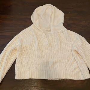 Small White Warm/ Fuzzy Half Button Up Sweater
